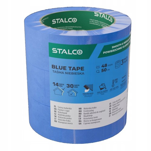 Taśma malarska niebieska STALCO 48 mm x 50 m - 3 pak