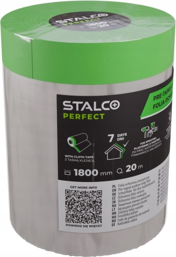 Folia ochronna zewnętrzna STALCO 1800 mm x 20 m z taśmą