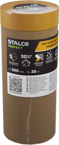 Papier malarski ochronny STALCO 300 mm x 20 m z taśmą WASHI