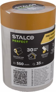 Folia ochronna STALCO 550 x 33 m z taśmą WASHI