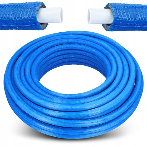 Rura PEX/PEX/Al/PEX 16 mm w otulinie niebieskiej 6 mm - 50 mb