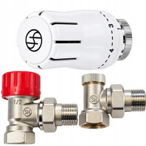 Zestaw termostatyczny SCHLÖSSER HEATBASE STANDARD kątowy 1/2" – niklowany, głowica M30x1,5