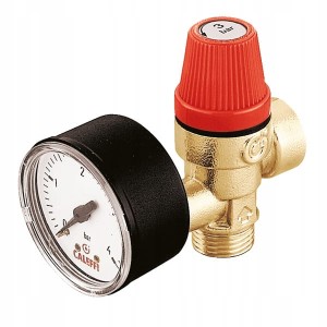 Zawór bezpieczeństwa GZ  1/2" x GW  1/2" z manometrem CALEFFI