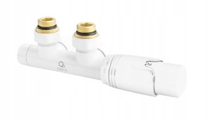 Zawór termostatyczny zespolony kątowy 1/2 biały DIAMOND