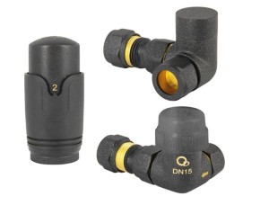 Zawór termostatyczny 1/2" grzejnikowy osiowy z głowicą antracyt DIAMOND