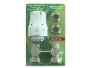 Zestaw do grzejnika z dolnym zasilaniem - prosty termostatyczny