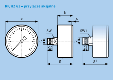 Rzutowanie i wymiarowanie manometru grzewczego HZ AFRISO