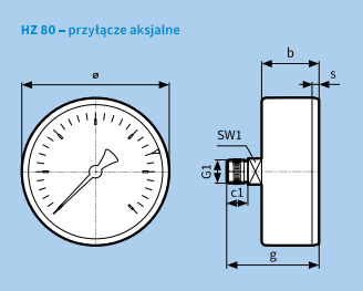 Rzutowanie i wymiarowanie hydromanometru HY 100 AFRISO